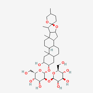 molecular formula C39H64O14 B2539747 (2R,3S,4R,5R,6S)-2-[(2S,3S,4R,5S,6S)-4,5-Dihydroxy-6-(hydroxymethyl)-2-[(6S,7R,16S)-15-hydroxy-5',7,9,13-tetramethylspiro[5-oxapentacyclo[10.8.0.02,9.04,8.013,18]icosane-6,2'-oxane]-16-yl]oxyoxan-3-yl]oxy-6-(hydroxymethyl)oxane-3,4,5-triol CAS No. 117210-12-5