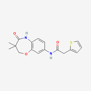 molecular formula C17H18N2O3S B2539748 N-(3,3-dimethyl-4-oxo-2,3,4,5-tetrahydrobenzo[b][1,4]oxazepin-8-yl)-2-(thiophen-2-yl)acetamide CAS No. 921835-11-2