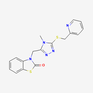 molecular formula C17H15N5OS2 B2539750 3-((4-甲基-5-((吡啶-2-基甲基)硫代)-4H-1,2,4-三唑-3-基)甲基)苯并[d]噻唑-2(3H)-酮 CAS No. 847400-93-5