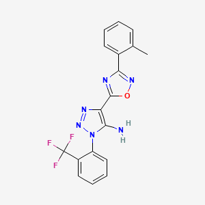 molecular formula C18H13F3N6O B2539752 4-[3-(2-methylphenyl)-1,2,4-oxadiazol-5-yl]-1-[2-(trifluoromethyl)phenyl]-1H-1,2,3-triazol-5-amine CAS No. 892744-06-8