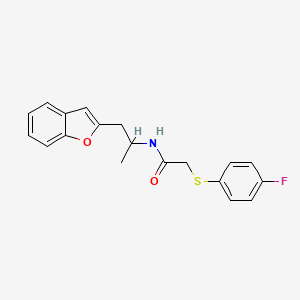 molecular formula C19H18FNO2S B2539764 N-(1-(benzofuran-2-yl)propan-2-yl)-2-((4-fluorophenyl)thio)acetamide CAS No. 2034304-92-0