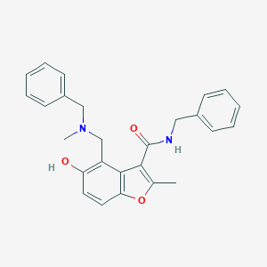 molecular formula C26H26N2O3 B253977 N-benzyl-4-{[benzyl(methyl)amino]methyl}-5-hydroxy-2-methyl-1-benzofuran-3-carboxamide 
