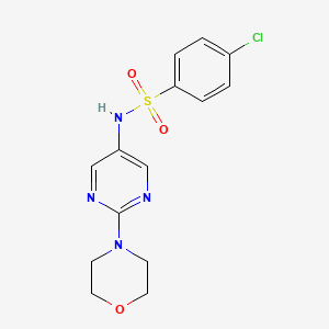 molecular formula C14H15ClN4O3S B2539777 4-chloro-N-(2-morpholinopyrimidin-5-yl)benzenesulfonamide CAS No. 1396814-08-6