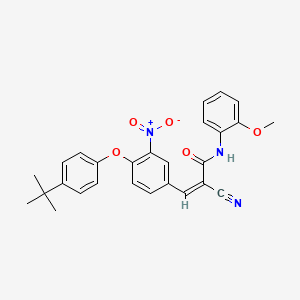 (Z)-3-[4-(4-Tert-butylphenoxy)-3-nitrophenyl]-2-cyano-N-(2-methoxyphenyl)prop-2-enamide