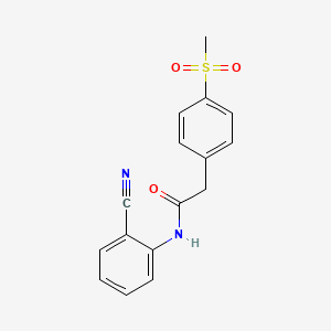 molecular formula C16H14N2O3S B2539779 N-(2-cyanophenyl)-2-(4-(methylsulfonyl)phenyl)acetamide CAS No. 919754-28-2