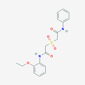 molecular formula C18H20N2O5S B253979 2-[2-(2-ethoxyanilino)-2-oxoethyl]sulfonyl-N-phenylacetamide 
