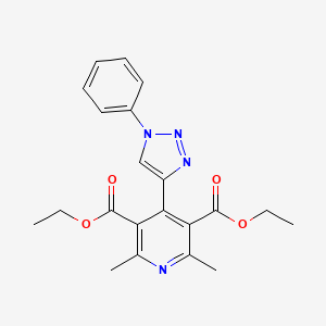 molecular formula C21H22N4O4 B2539793 3,5-diethyl 2,6-dimethyl-4-(1-phenyl-1H-1,2,3-triazol-4-yl)pyridine-3,5-dicarboxylate CAS No. 2415456-56-1
