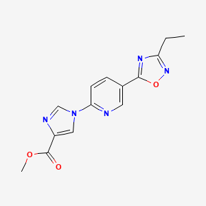 molecular formula C14H13N5O3 B2539799 Methyl 1-[5-(3-ethyl-1,2,4-oxadiazol-5-yl)pyridin-2-yl]imidazole-4-carboxylate CAS No. 1551018-53-1