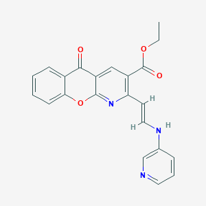 molecular formula C22H17N3O4 B2539805 乙基-5-氧代-2-[2-(3-吡啶氨基)乙烯基]-5H-色烯并[2,3-b]吡啶-3-羧酸酯 CAS No. 303995-10-0