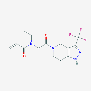 molecular formula C14H17F3N4O2 B2539810 N-Ethyl-N-[2-oxo-2-[3-(trifluoromethyl)-1,4,6,7-tetrahydropyrazolo[4,3-c]pyridin-5-yl]ethyl]prop-2-enamide CAS No. 2361720-66-1