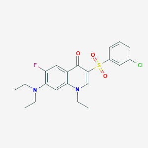 molecular formula C21H22ClFN2O3S B2539818 3-((3-chlorophenyl)sulfonyl)-7-(diethylamino)-1-ethyl-6-fluoroquinolin-4(1H)-one CAS No. 892757-34-5