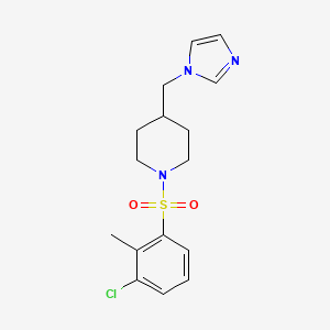 molecular formula C16H20ClN3O2S B2539823 4-((1H-imidazol-1-yl)methyl)-1-((3-chloro-2-methylphenyl)sulfonyl)piperidine CAS No. 1396844-11-3