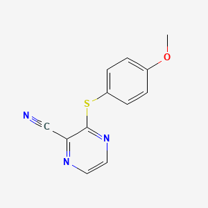molecular formula C12H9N3OS B2539825 3-[(4-甲氧基苯基)硫代]吡嗪-2-腈 CAS No. 303146-78-3
