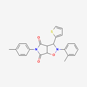 molecular formula C23H20N2O3S B2539839 3-(噻吩-2-基)-2-(邻甲苯基)-5-(对甲苯基)二氢-2H-吡咯并[3,4-d]异噁唑-4,6(5H,6aH)-二酮 CAS No. 1005273-49-3