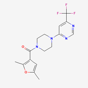 molecular formula C16H17F3N4O2 B2539855 (2,5-二甲基呋喃-3-基)(4-(6-(三氟甲基)嘧啶-4-基)哌嗪-1-基)甲酮 CAS No. 2034439-99-9