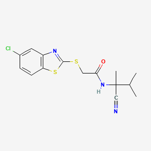 molecular formula C15H16ClN3OS2 B2539858 2-[(5-chloro-1,3-benzothiazol-2-yl)sulfanyl]-N-(2-cyano-3-methylbutan-2-yl)acetamide CAS No. 849197-53-1