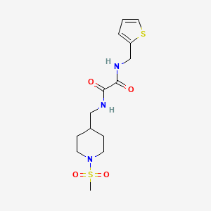 molecular formula C14H21N3O4S2 B2539861 N1-((1-(methylsulfonyl)piperidin-4-yl)methyl)-N2-(thiophen-2-ylmethyl)oxalamide CAS No. 1234855-12-9