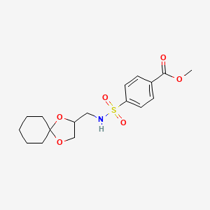 molecular formula C17H23NO6S B2539865 methyl 4-(N-(1,4-dioxaspiro[4.5]decan-2-ylmethyl)sulfamoyl)benzoate CAS No. 1396761-23-1