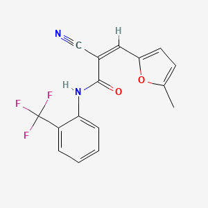 molecular formula C16H11F3N2O2 B2539877 (Z)-2-氰基-3-(5-甲基呋喃-2-基)-N-[2-(三氟甲基)苯基]丙-2-烯酰胺 CAS No. 724782-53-0