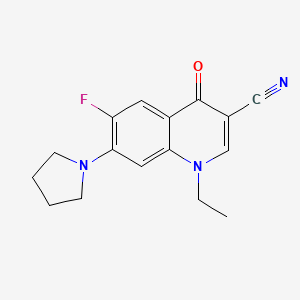 molecular formula C16H16FN3O B2539892 1-乙基-6-氟-4-氧代-7-吡咯烷-1-基喹啉-3-腈 CAS No. 1359864-64-4