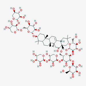 [(2S,3R,4S,5S,6R)-3-[(2S,3R,4R,5R,6S)-5-[(2S,3R,4S,5R)-3,5-dihydroxy-4-[(2S,3R,4S,5R)-3,4,5-trihydroxyoxan-2-yl]oxyoxan-2-yl]oxy-4-hydroxy-6-methyl-3-[(2S,3R,4S,5S,6R)-3,4,5-trihydroxy-6-(hydroxymethyl)oxan-2-yl]oxyoxan-2-yl]oxy-4,5-dihydroxy-6-(hydroxymethyl)oxan-2-yl] (4aR,5R,6aS,6bR,10S,12aR,14bS)-10-[(2R,3R,4S,5S,6R)-6-[[(2S,3R,4S,5S)-4,5-dihydroxy-3-[(2S,3R,4S,5R)-3,4,5-trihydroxyoxan-2-yl]oxyoxan-2-yl]oxymethyl]-3,4,5-trihydroxyoxan-2-yl]oxy-5-hydroxy-2,2,6a,6b,9,9,12a-heptamethyl-1,3,4,5,6,6a,7,8,8a,10,11,12,13,14b-tetradecahydropicene-4a-carboxylate