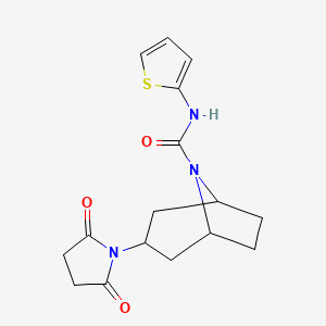 molecular formula C16H19N3O3S B2539921 (1R,5S)-3-(2,5-二氧代吡咯烷-1-基)-N-(噻吩-2-基)-8-氮杂双环[3.2.1]辛烷-8-甲酰胺 CAS No. 1903896-71-8