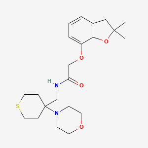 molecular formula C22H32N2O4S B2539940 2-[(2,2-Dimethyl-3H-1-benzofuran-7-yl)oxy]-N-[(4-morpholin-4-ylthian-4-yl)methyl]acetamide CAS No. 2380173-46-4