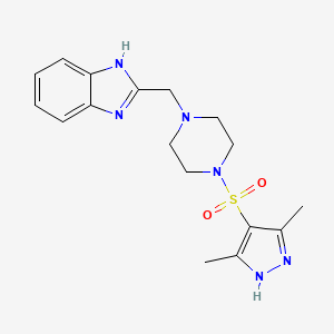 molecular formula C17H22N6O2S B2539943 2-((4-((3,5-dimethyl-1H-pyrazol-4-yl)sulfonyl)piperazin-1-yl)methyl)-1H-benzo[d]imidazole CAS No. 1239990-23-8
