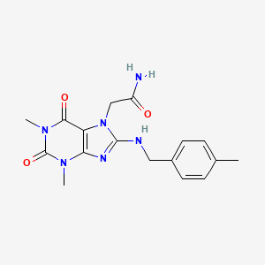 molecular formula C17H20N6O3 B2539949 2-(1,3-二甲基-8-((4-甲基苄基)氨基)-2,6-二氧代-2,3-二氢-1H-嘌呤-7(6H)-基)乙酰胺 CAS No. 505080-79-5