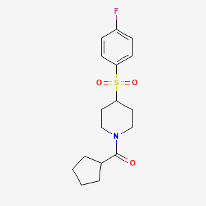 molecular formula C17H22FNO3S B2539950 Cyclopentyl(4-((4-fluorophenyl)sulfonyl)piperidin-1-yl)methanone CAS No. 1448135-80-5