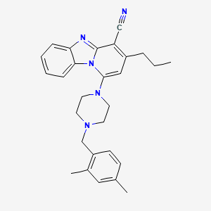 molecular formula C28H31N5 B2539958 1-[4-(2,4-Dimethylbenzyl)piperazin-1-yl]-3-propylpyrido[1,2-a]benzimidazole-4-carbonitrile CAS No. 442572-51-2