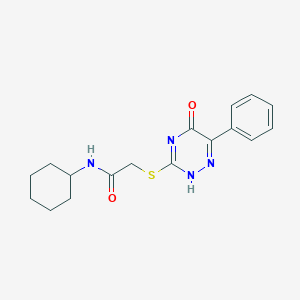molecular formula C17H20N4O2S B253996 N-cyclohexyl-2-[(5-oxo-6-phenyl-2H-1,2,4-triazin-3-yl)sulfanyl]acetamide 