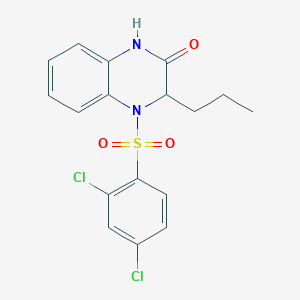 molecular formula C17H16Cl2N2O3S B2539962 4-[(2,4-dichlorophenyl)sulfonyl]-3-propyl-3,4-dihydro-2(1H)-quinoxalinone CAS No. 1008070-10-7