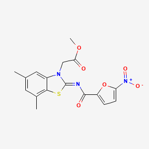 Methyl 2-[5,7-dimethyl-2-(5-nitrofuran-2-carbonyl)imino-1,3-benzothiazol-3-yl]acetate