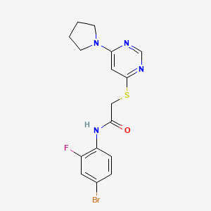 molecular formula C16H16BrFN4OS B2539965 N-(4-溴-2-氟苯基)-2-((6-(吡咯烷-1-基)嘧啶-4-基)硫代)乙酰胺 CAS No. 1251582-15-6