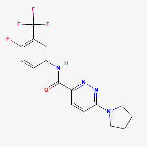 molecular formula C16H14F4N4O B2539967 N-(4-fluoro-3-(trifluoromethyl)phenyl)-6-(pyrrolidin-1-yl)pyridazine-3-carboxamide CAS No. 1386721-85-2