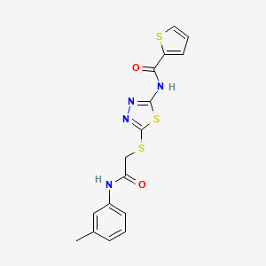 molecular formula C16H14N4O2S3 B2539971 N-(5-((2-oxo-2-(m-tolylamino)ethyl)thio)-1,3,4-thiadiazol-2-yl)thiophene-2-carboxamide CAS No. 392292-03-4
