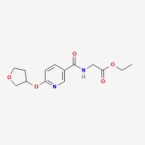 molecular formula C14H18N2O5 B2539973 2-(6-((tétrahydrofuran-3-yl)oxy)nicotinamido)acétate d'éthyle CAS No. 2034312-37-1