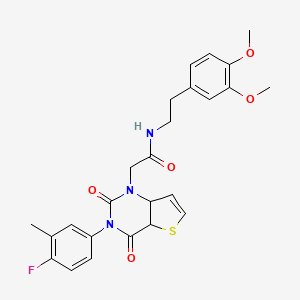 molecular formula C25H24FN3O5S B2539990 N-[2-(3,4-dimethoxyphenyl)ethyl]-2-[3-(4-fluoro-3-methylphenyl)-2,4-dioxo-1H,2H,3H,4H-thieno[3,2-d]pyrimidin-1-yl]acetamide CAS No. 1260984-23-3