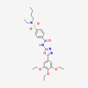 molecular formula C27H36N4O7S B2539992 4-[butyl(ethyl)sulfamoyl]-N-[5-(3,4,5-triethoxyphenyl)-1,3,4-oxadiazol-2-yl]benzamide CAS No. 533871-61-3