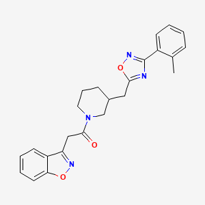 molecular formula C24H24N4O3 B2540011 2-(Benzo[d]isoxazol-3-yl)-1-(3-((3-(o-tolyl)-1,2,4-oxadiazol-5-yl)methyl)piperidin-1-yl)ethanone CAS No. 1705245-14-2