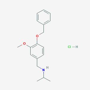 molecular formula C18H24ClNO2 B2540017 {[4-(苄氧基)-3-甲氧基苯基]甲基}(丙烷-2-基)胺盐酸盐 CAS No. 1158560-98-5