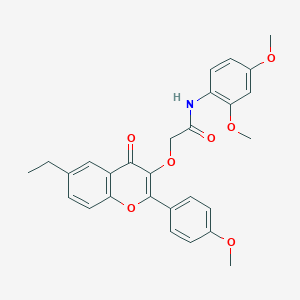 molecular formula C28H27NO7 B254002 N-(2,4-dimethoxyphenyl)-2-{[6-ethyl-2-(4-methoxyphenyl)-4-oxo-4H-chromen-3-yl]oxy}acetamide 