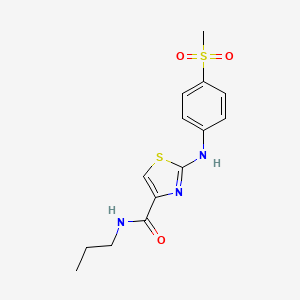 molecular formula C14H17N3O3S2 B2540023 2-((4-(甲基磺酰基)苯基)氨基)-N-丙基噻唑-4-甲酰胺 CAS No. 1210495-41-2