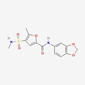 molecular formula C14H14N2O6S B2540045 N-(苯并[d][1,3]二氧杂环-5-基)-5-甲基-4-(N-甲基磺酰胺基)呋喃-2-甲酰胺 CAS No. 1207054-79-2