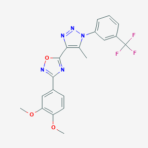 molecular formula C20H16F3N5O3 B254005 3-(3,4-dimethoxyphenyl)-5-{5-methyl-1-[3-(trifluoromethyl)phenyl]-1H-1,2,3-triazol-4-yl}-1,2,4-oxadiazole 