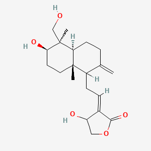 molecular formula C20H30O5 B2540052 (3E)-4-hydroxy-3-{2-[(4aS,5R,6R,8aS)-6-hydroxy-5-(hydroxymethyl)-5,8a-dimethyl-2-methylidenedecahydronaphthalen-1-yl]ethylidene}dihydrofuran-2(3H)-one CAS No. 1321912-88-2