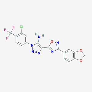 molecular formula C18H10ClF3N6O3 B254006 4-[3-(1,3-benzodioxol-5-yl)-1,2,4-oxadiazol-5-yl]-1-[3-chloro-4-(trifluoromethyl)phenyl]-1H-1,2,3-triazol-5-amine 