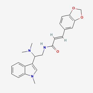 (E)-3-(benzo[d][1,3]dioxol-5-yl)-N-(2-(dimethylamino)-2-(1-methyl-1H-indol-3-yl)ethyl)acrylamide