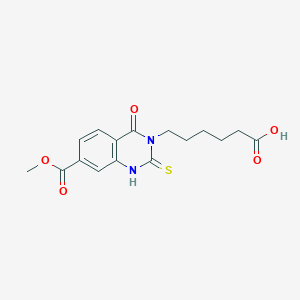 molecular formula C16H18N2O5S B2540074 6-(7-methoxycarbonyl-4-oxo-2-sulfanylidene-1H-quinazolin-3-yl)hexanoic acid CAS No. 422274-68-8